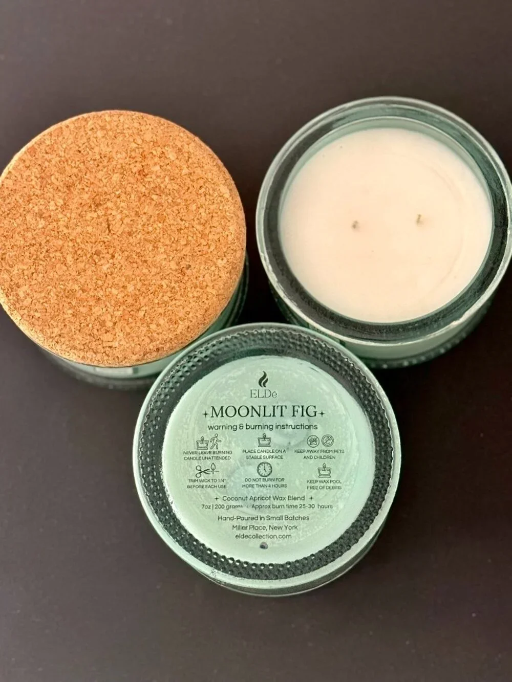 Moonlit Fig Luxury Candle | Recycled Glass Vessel Crafted in Spain | Cork Lid |